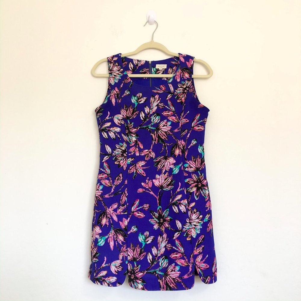 Tea and Cup Royal Blue Floral Sleeveless Dress